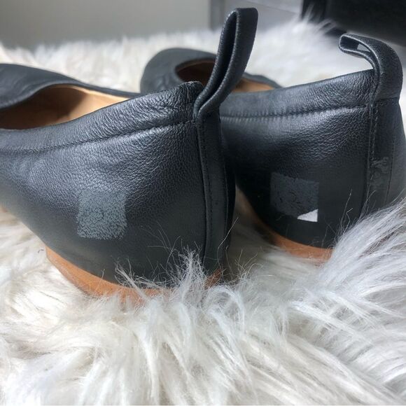 Clarks womens 7 cushion black leather ballet flats round toe career work… - Picture 5 of 7